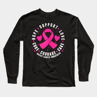 Support Love  Ribbon Breast Cancer Awareness Long Sleeve T-Shirt
